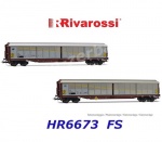 HR6673 Rivarossi Set 2 uzavřených vozů s posuvnými stěnami řady Habils, FS