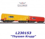 L230153 Liliput Set 2 vozů se shrnovací plachtou řady Sahimms, "Thyssen Krupp“