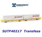 SUTF40217 Sudexpress Dvojitý kontejnerový vůz řady Laagrss, se 2 kontejnery DB SCHENKER