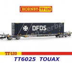 TT6025 Hornby TT Kontejnerový vůz řady Sffgmss  s kontejnerem "DFDS", TOUAX