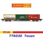 TT6030 Hornby TT  Kontejnerový vůz se 3 20-stopými kontejnery, Touax KFA