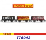 TT6042 Hornby TT Set of three 7 Plank Open Cars of  different company