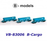 VB-83006 B-models Set 3 výsypných vozů s vyklápěcími střechami řady Tads, B-Cargo