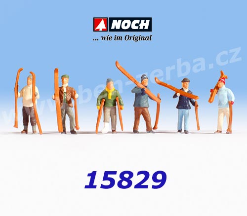 15829 Noch Skiers, 6 Figures + accessories, H0 | Trains | H0 - 1:87 |  Figures and Mini scenes | Ben-Zerba